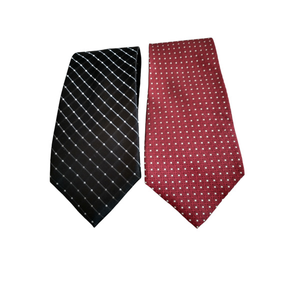 Men's Corporate Tie Bundle Tall Long 100% Silk Black Silver Red Office Work - Picture 1 of 11